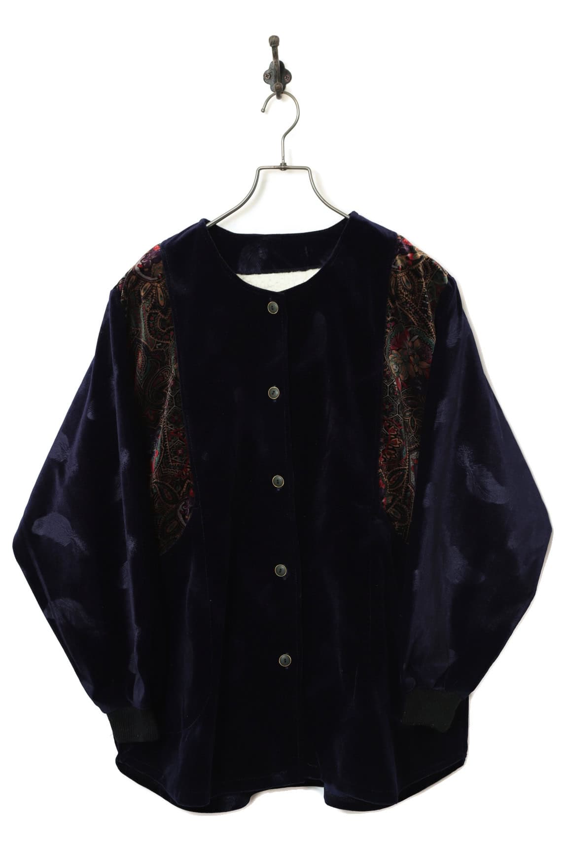 VINTAGE VELVET NO COLLAR JACKET/L
