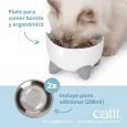 Combo Catit PIXI Blanco Fuente y Comedero para gato, detalle