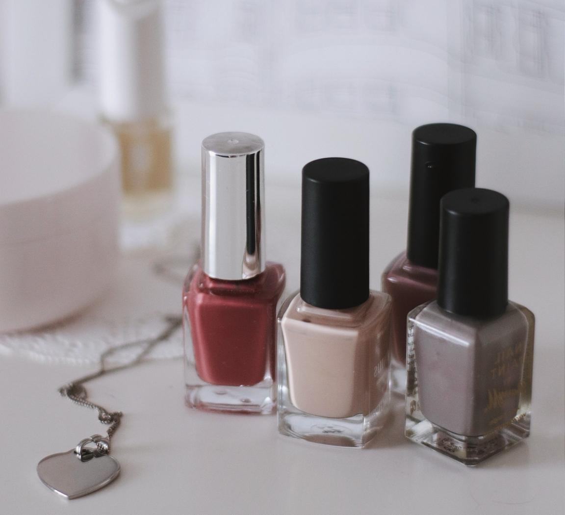 Bottles of nail polish on a table