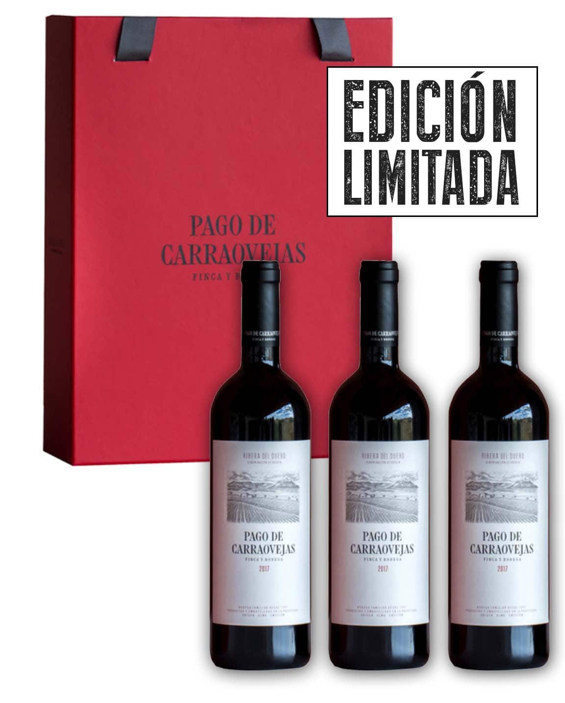Compra estuche rojo pago de carraovejas tres botellas, caja roja 3 botella Pago de Carraovejas