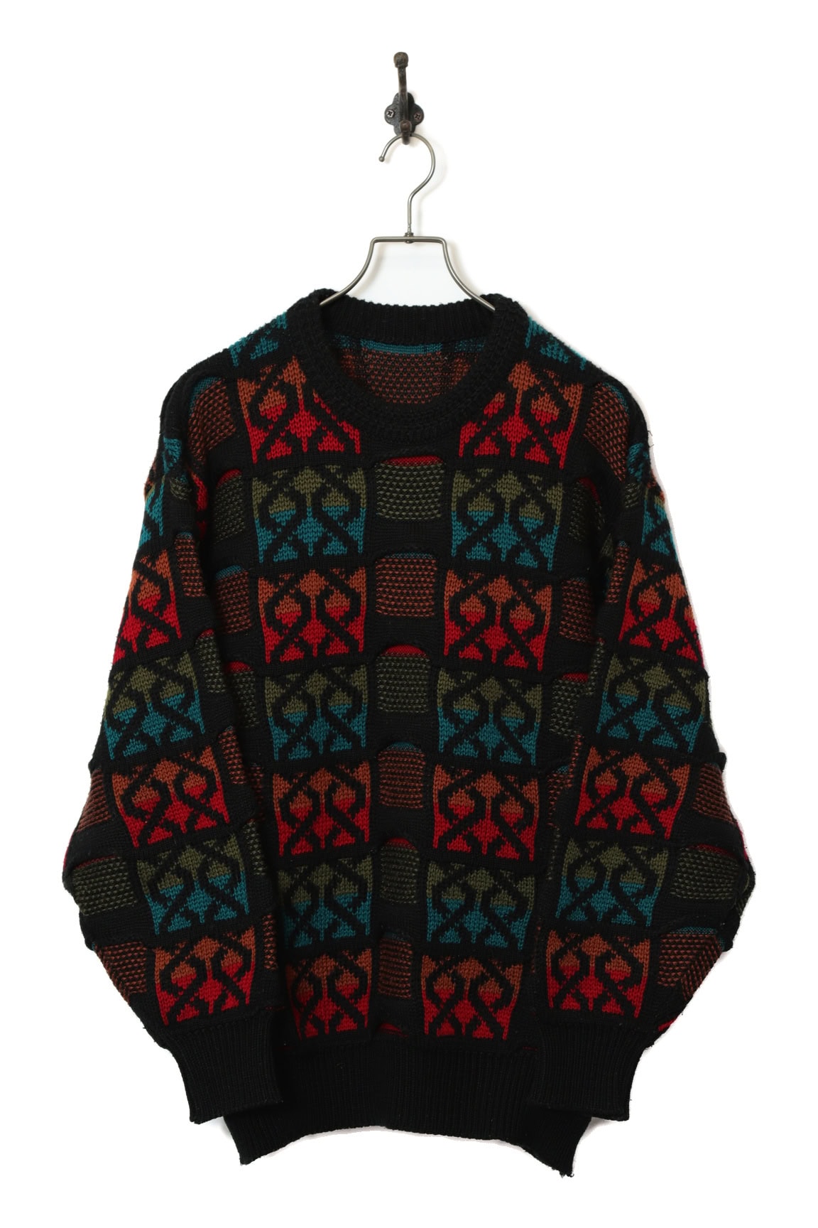 VINTAGE JAQUARD KNITTED SWEATER/L