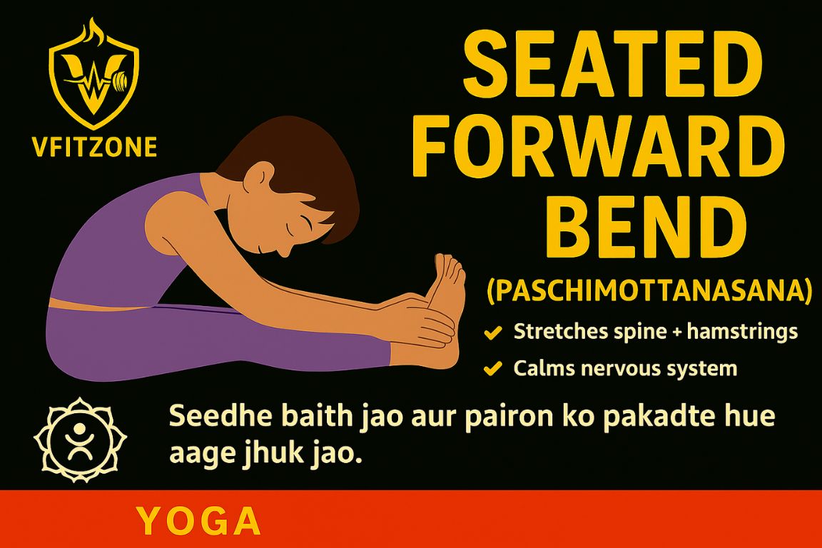Seated Forward Bend (Paschimottanasana) yoga pose for kids to stretch spine and hamstrings