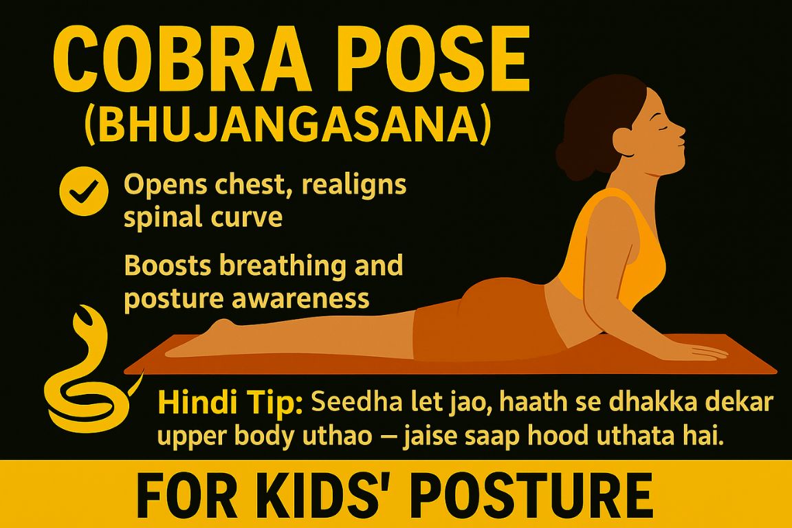 Cobra Pose (Bhujangasana) for Kids' Posture Correction – Opens chest, boosts breathing, posture alignment – VfitZone Yoga Routine