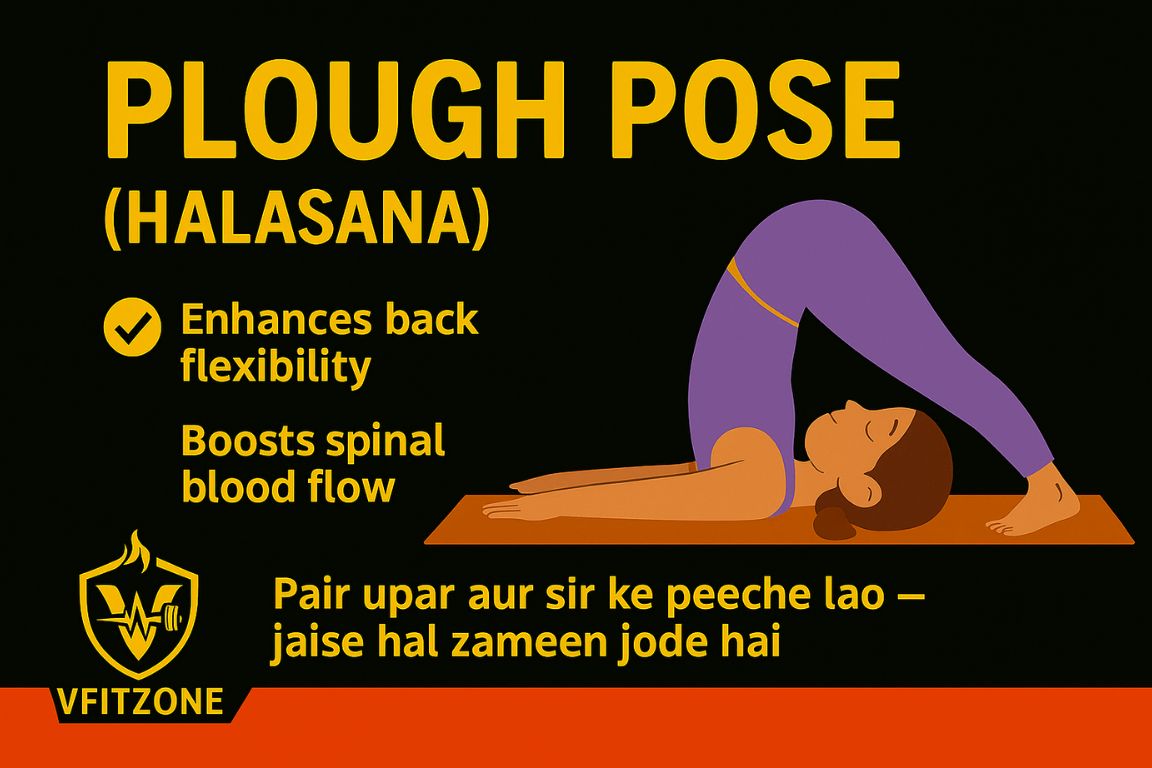Plough Pose (Halasana) yoga banner for kids posture and flexibility