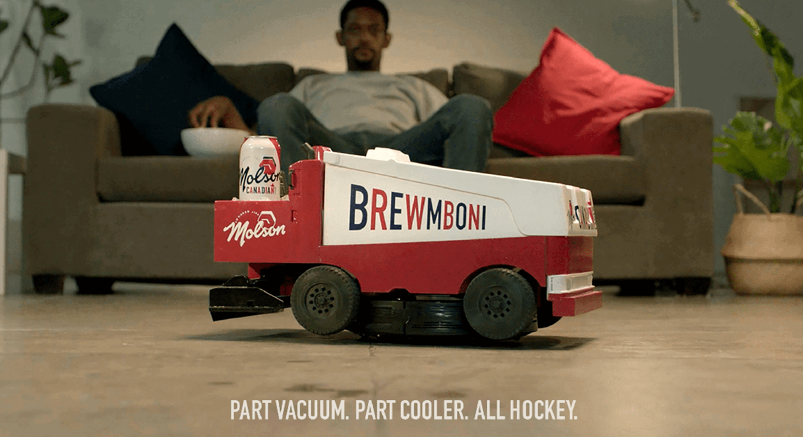 Molson Brewmboni brings you cold beer and does your vacuuming