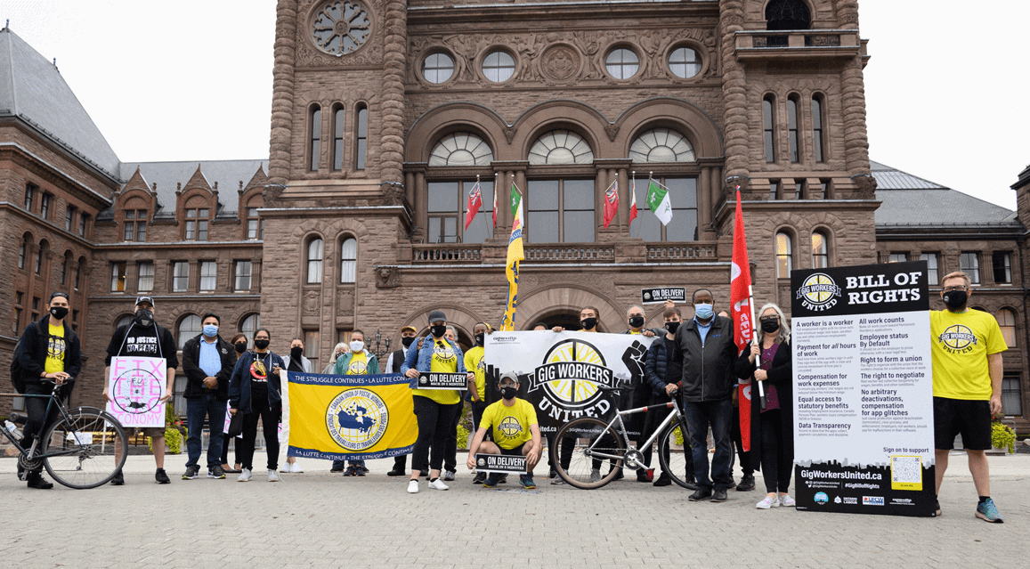 Toronto gig workers rally at Queen’s Park on World Day for Decent Work
