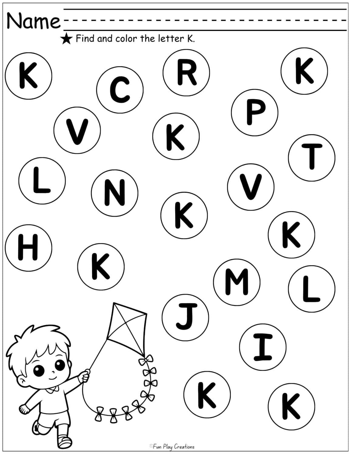 worksheet with bubbles featuring capital letters