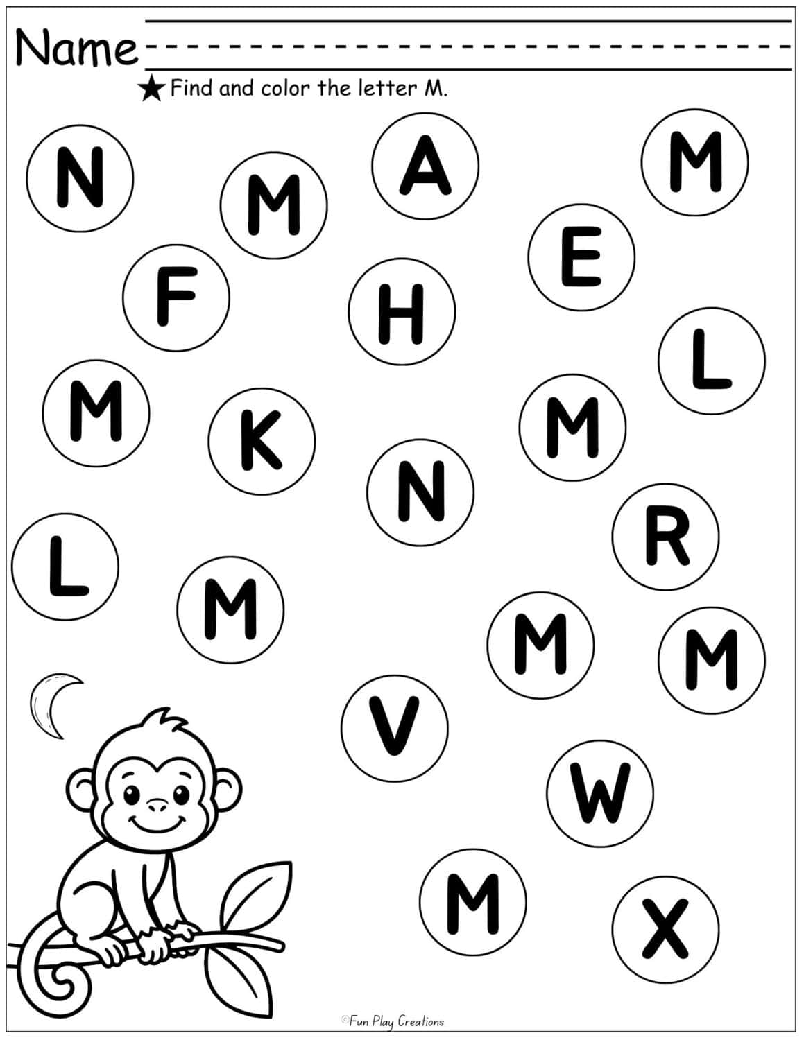 worksheet with bubbles that contain capital letters 