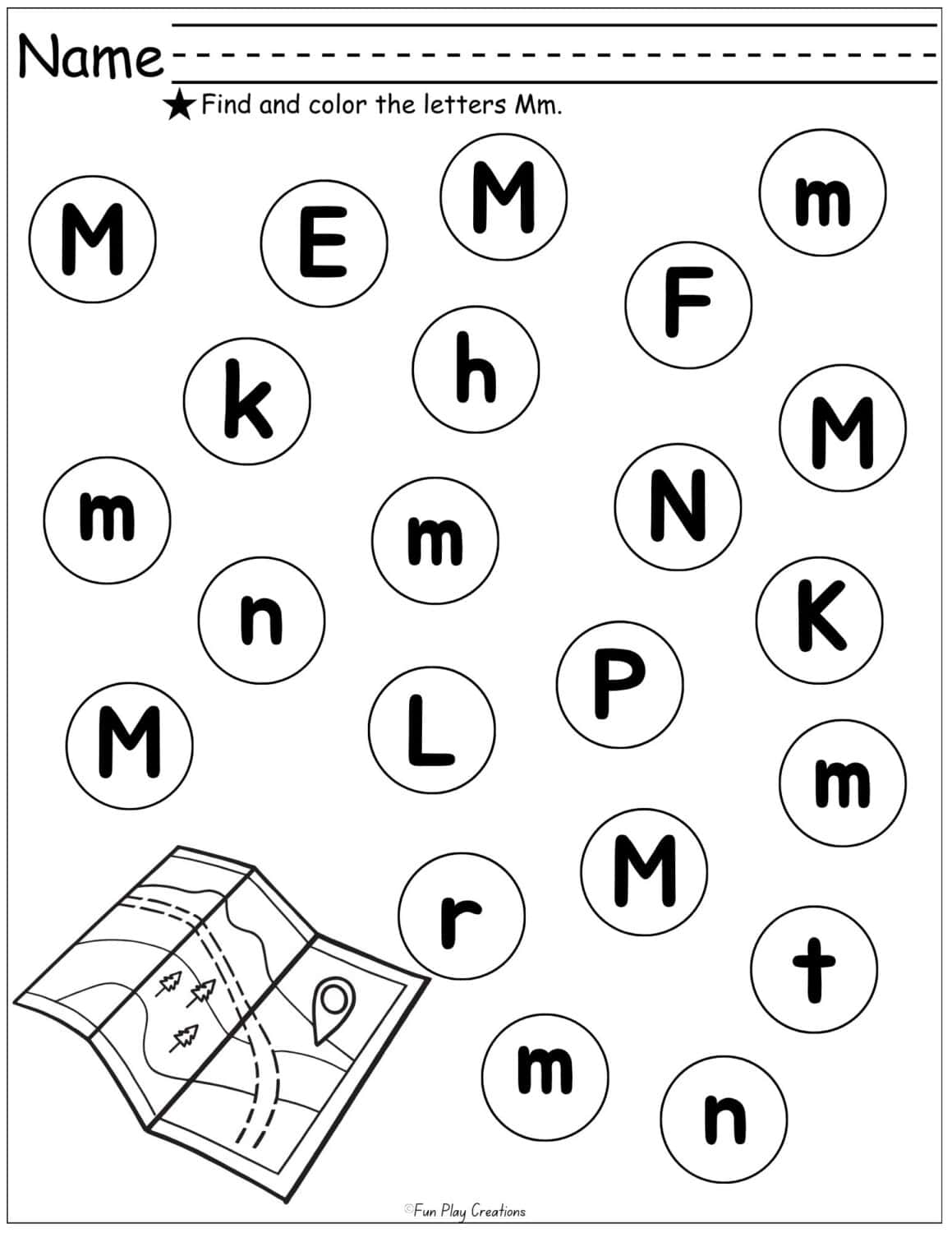 worksheet that contains bubbles with letters