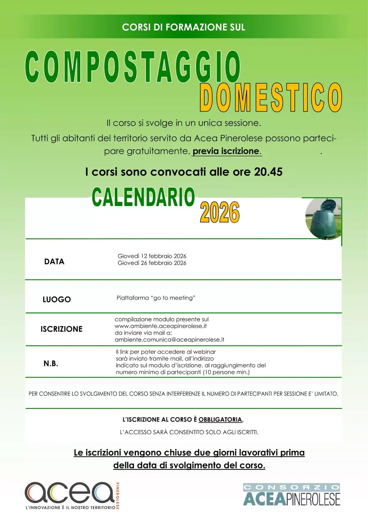 Corsi di Compostaggio 2026: Trasforma i Rifiuti Organici in Risorsa 🌱 Febbraio 2026
