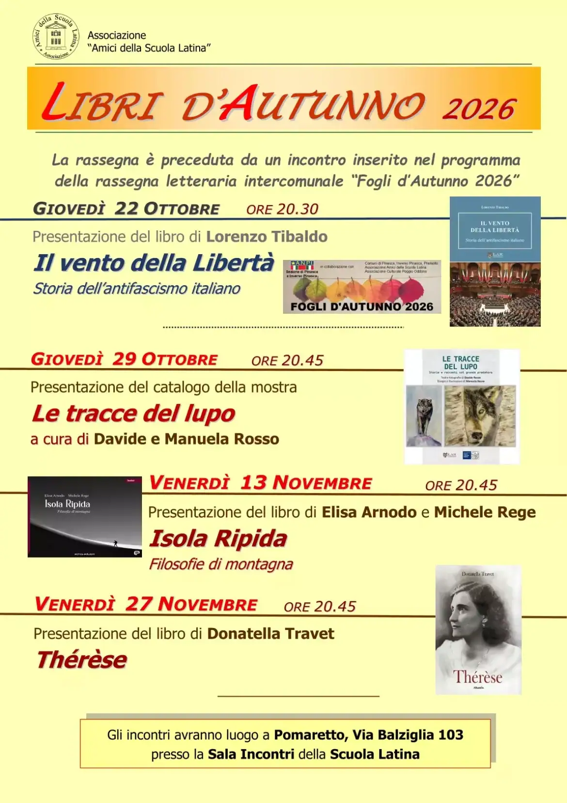 Pomaretto, alla Scuola Latina tornano i Libri d’Autunno