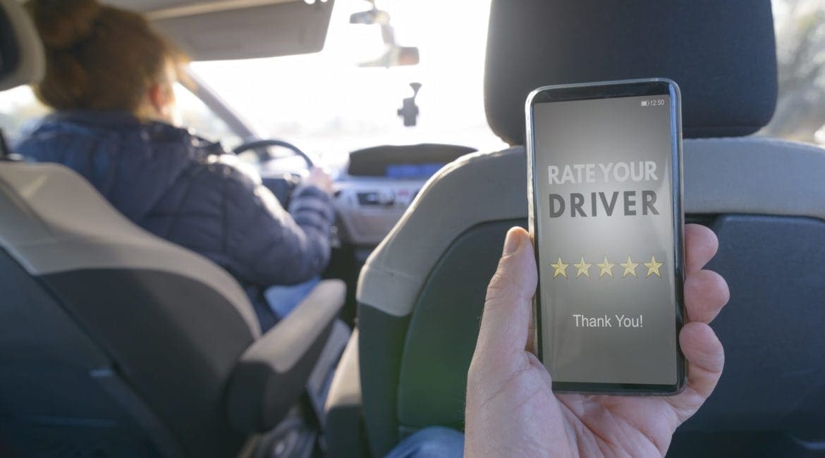 Are Ubers safe in Houston? A rideshare car in downtown Houston