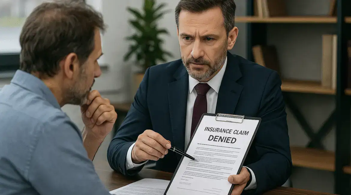 Houston denied commercial insurance claim lawyer helping business owner review policy