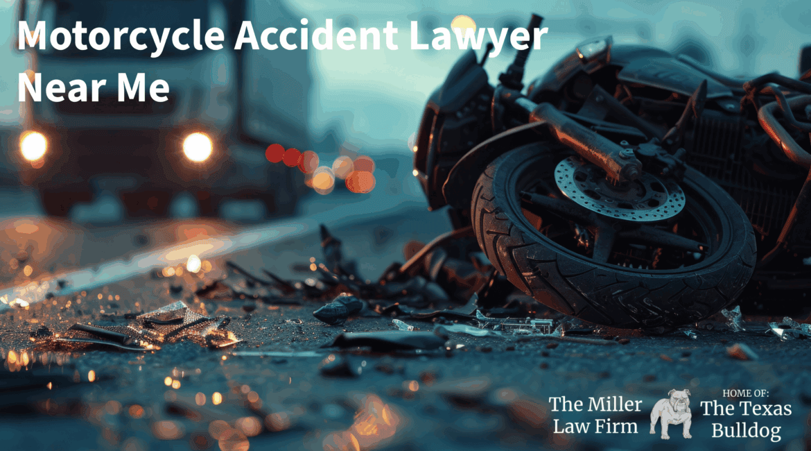 Houston motorcycle accident lawyer near me – motorcycle crash scene at night with debris on the road.