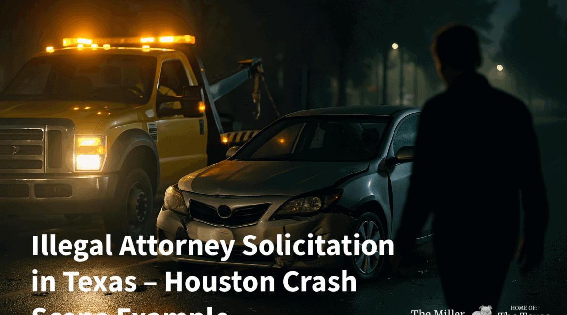 Is it illegal for a lawyer to solicit clients in Texas – example of tow truck driver illegal solicitation at a Houston crash scene.