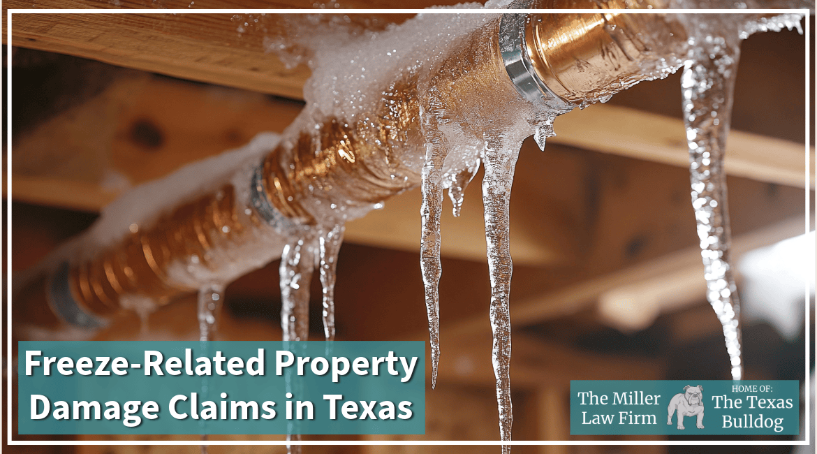 Freeze-related property damage claims in Texas involving burst pipes, water damage, mold, and insurance disputes.