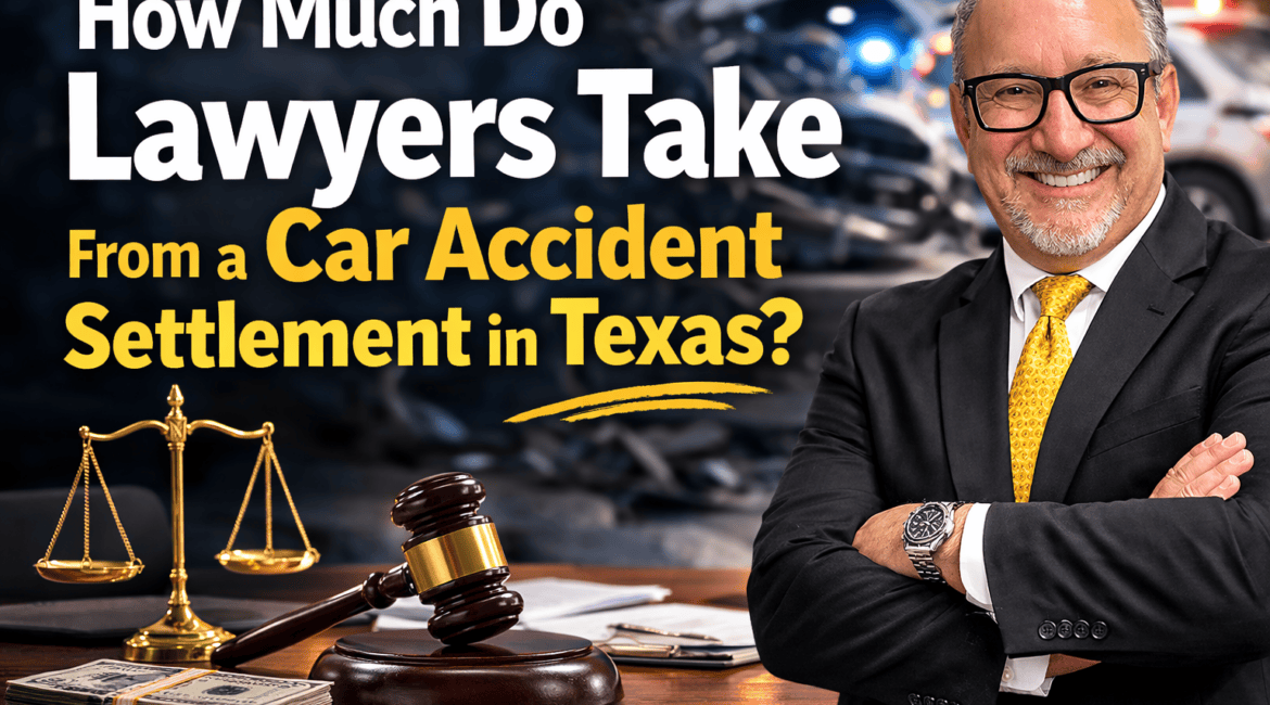 Houston car accident lawyer Adam Miller explaining how much lawyers take from a car accident settlement in Texas