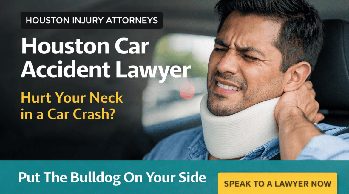 Man wearing a neck brace with whiplash injury after a car accident