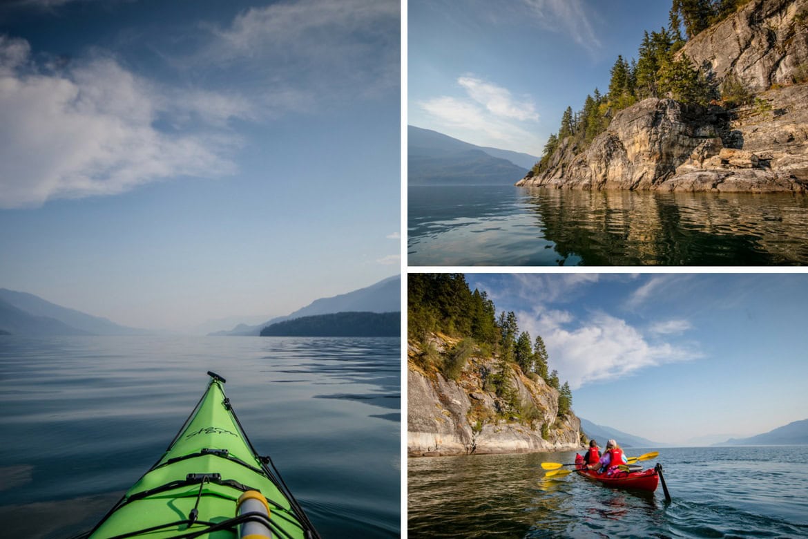 Kayaking on Kootenay Lake near Kaslo BC
