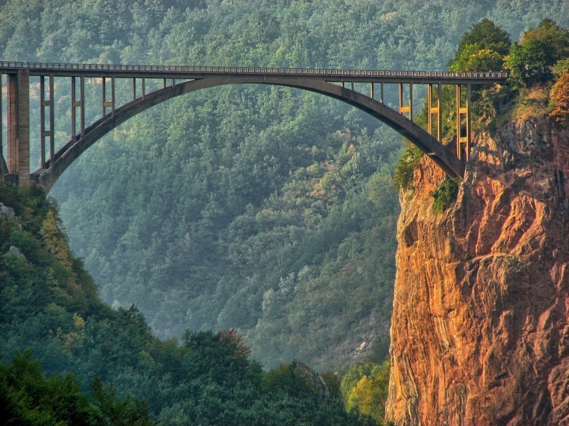 The Tara Bridge is most beautiful places to visit on a Montenegro road trip