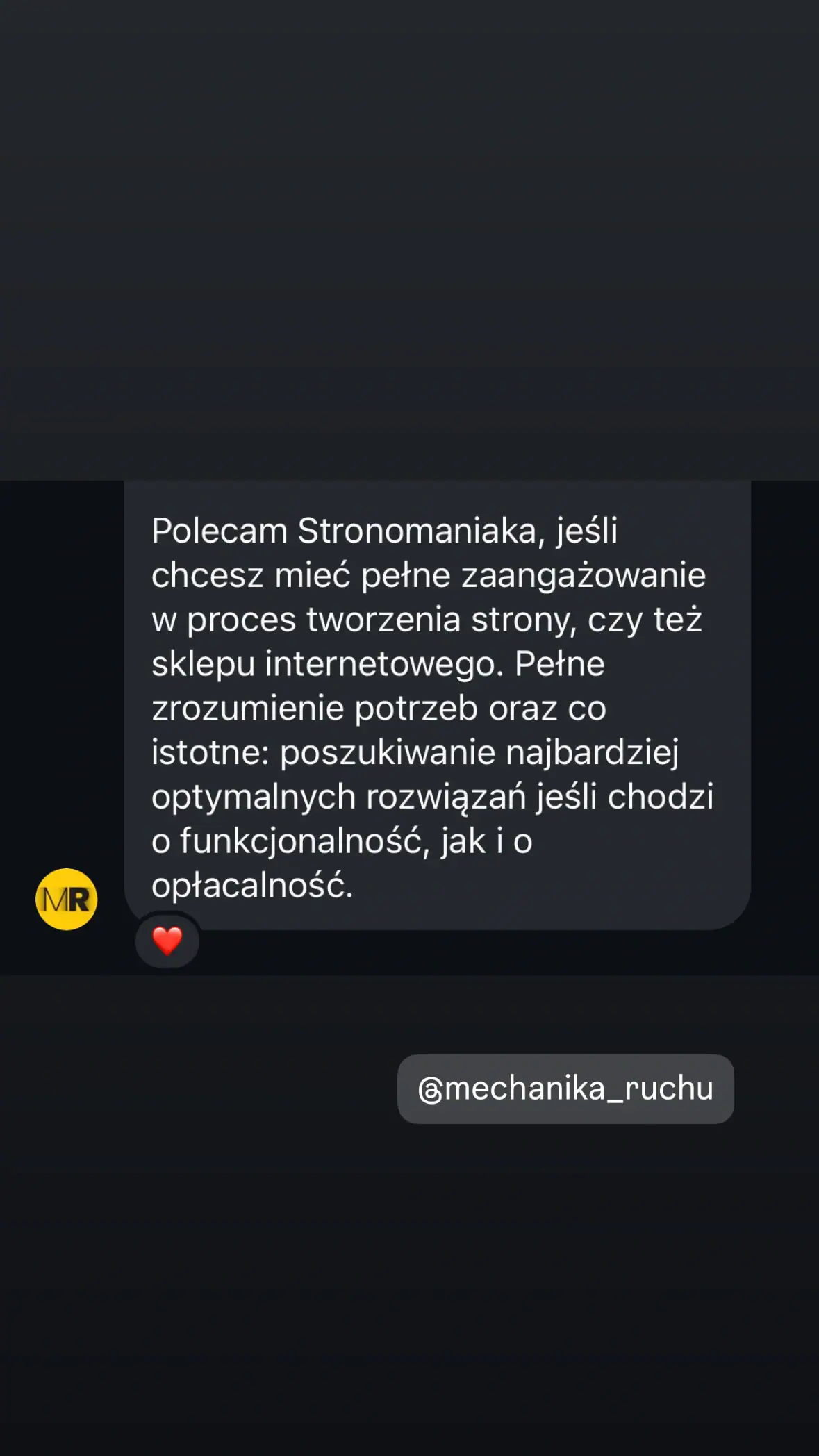Stronomaniak - twórca stron internetowych. Mechanika Ruchu opinia.