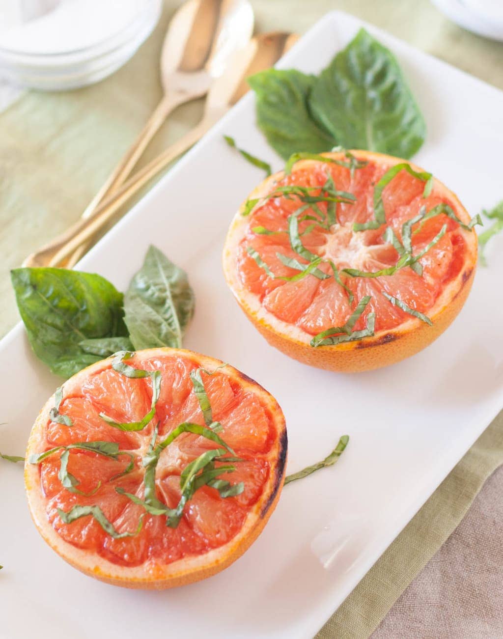 Broiled Grapefruit with Basil