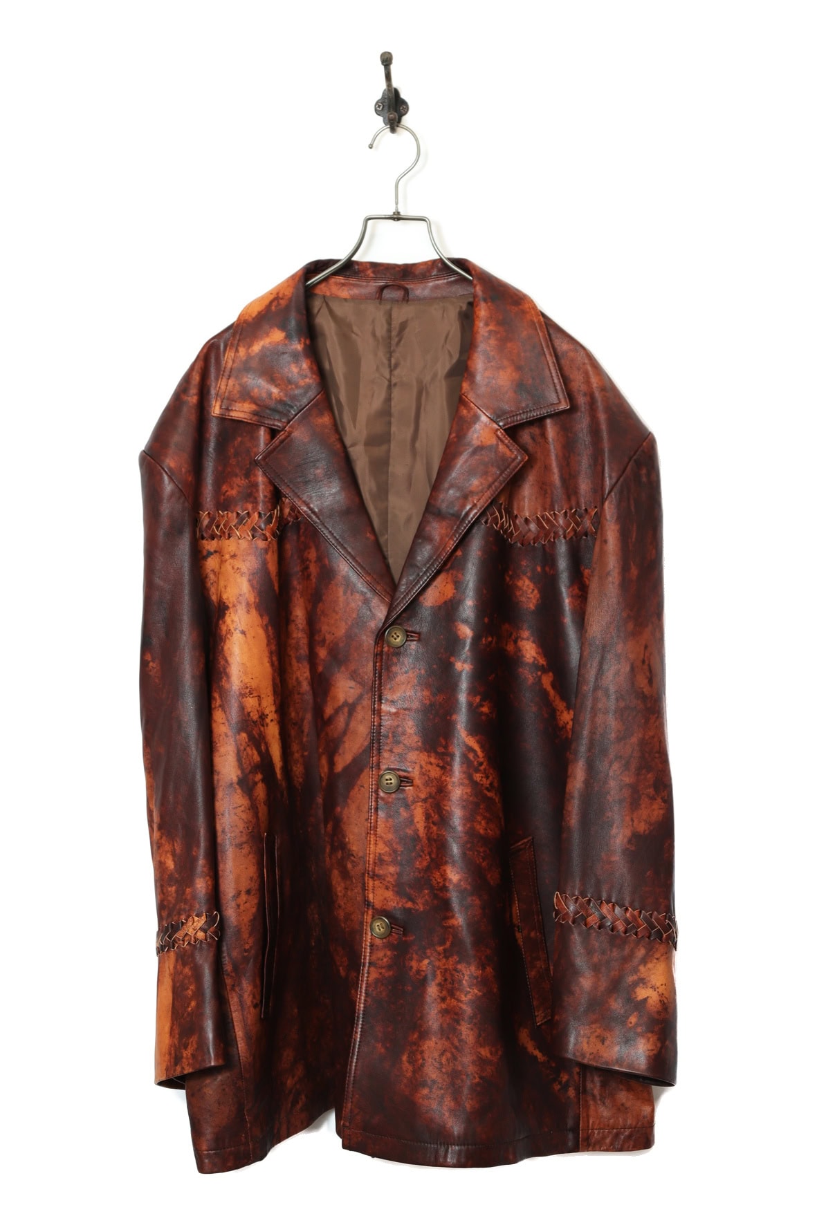 VINTAGE PRINTED LEATHER TAILORED JACKET/XL
