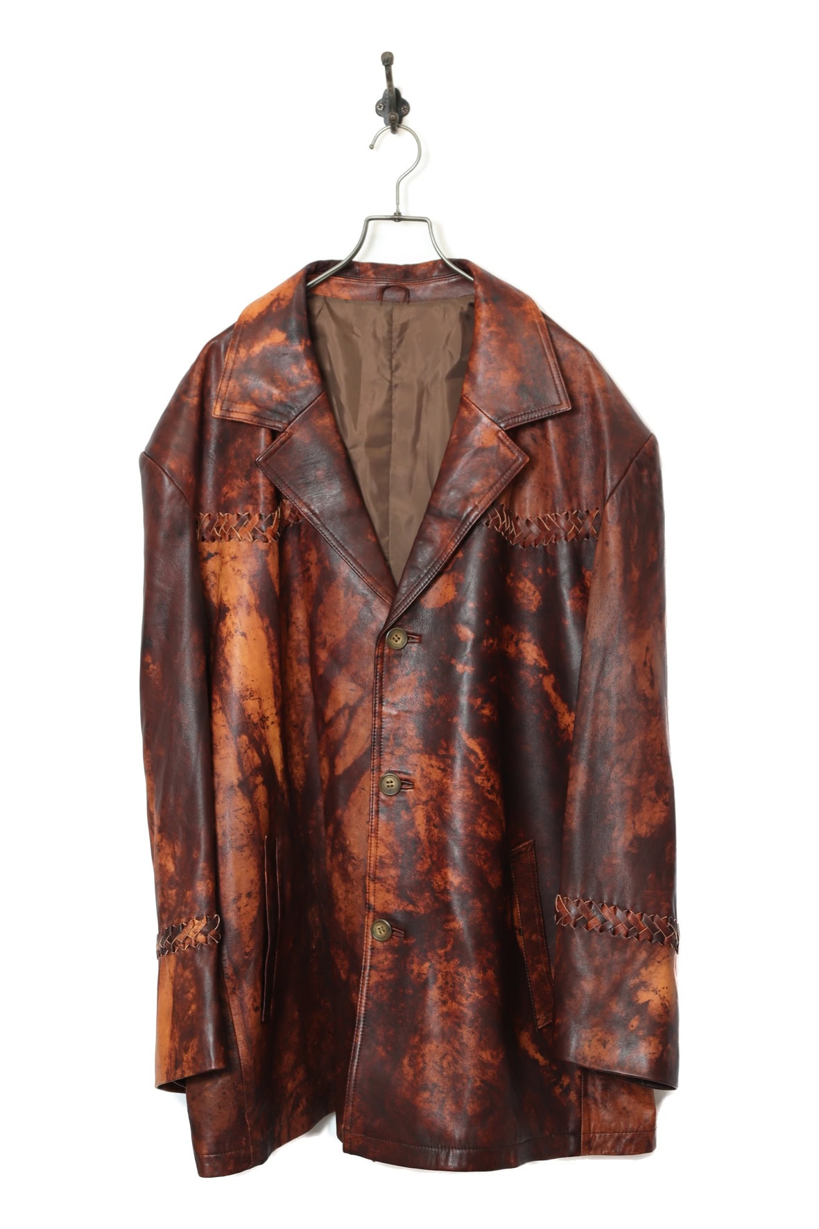 VINTAGE PRINTED LEATHER TAILORED JACKET/XL