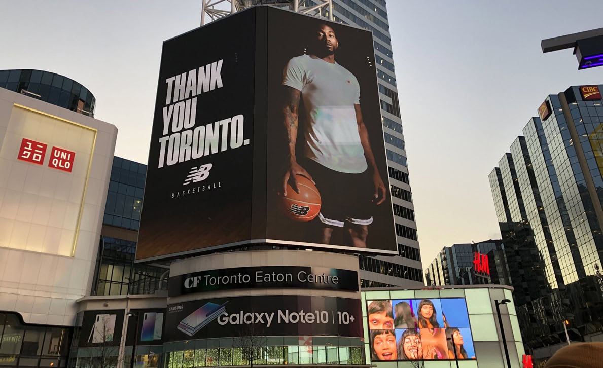 Gigantic Kawhi Leonard THANK YOU TORONTO billboard dominates Yonge – Dundas Square