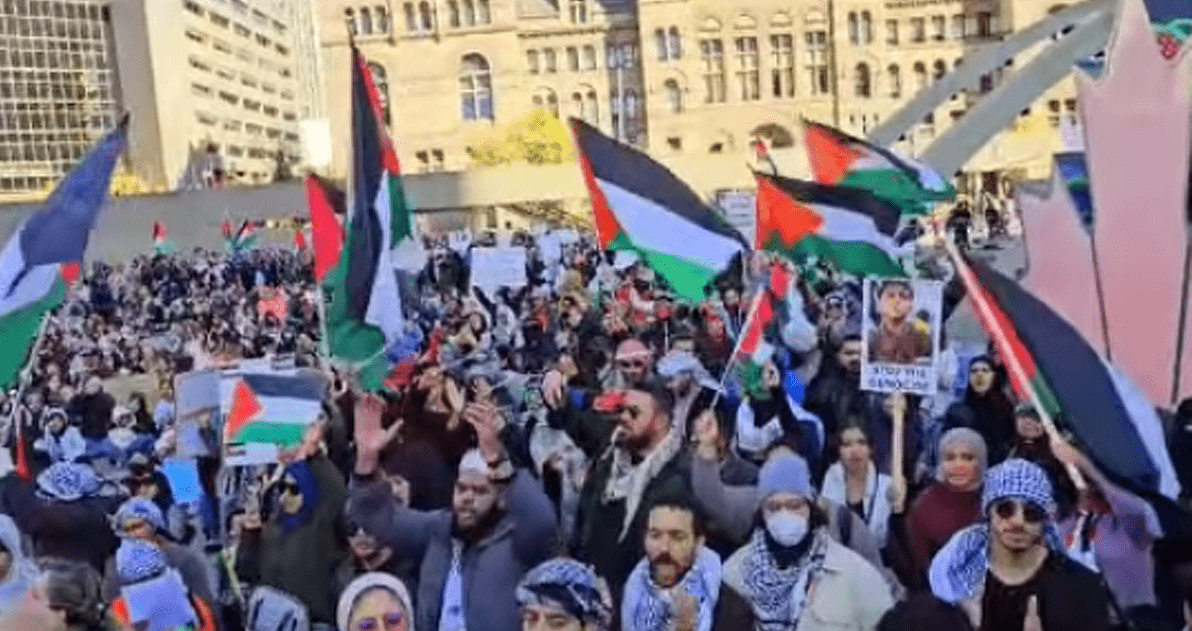 Palestinians in Toronto’s Nathan Phillips Square and across the globe call for ceasefire