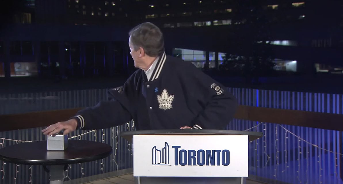 Watch Toronto tree lighting: Mayor Tory lights gigantic Christmas tree at Nathan Phillips Square