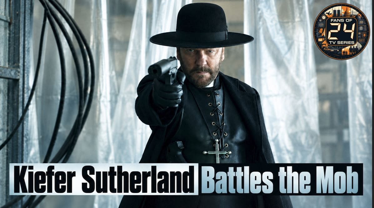 Kiefer Sutherland appears as a crime-fighting priest in the action thriller Father Joe