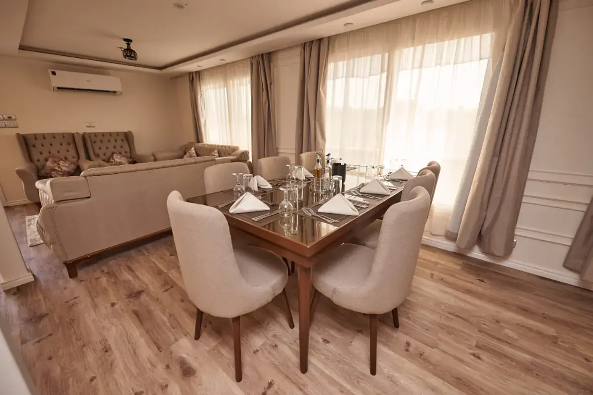 Onboard dining lounge and table setting