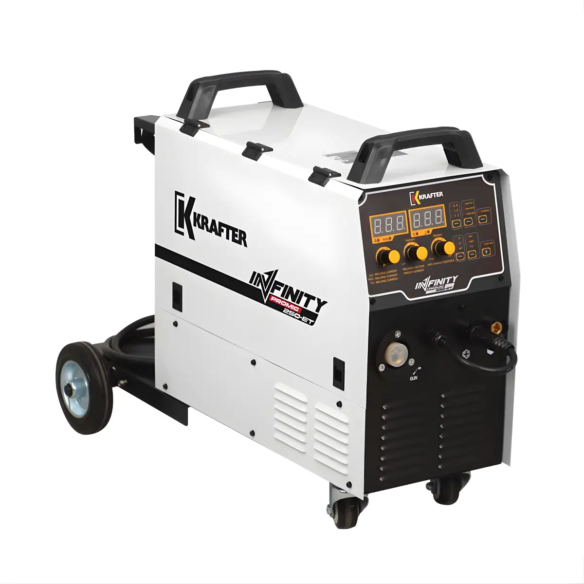 Soldadora Inverter 76,2 KVA, 20 - 250 A, 220 V, Electrodo 0,8- 1,2 mm / Krafter INFINITY PROMIG-250T