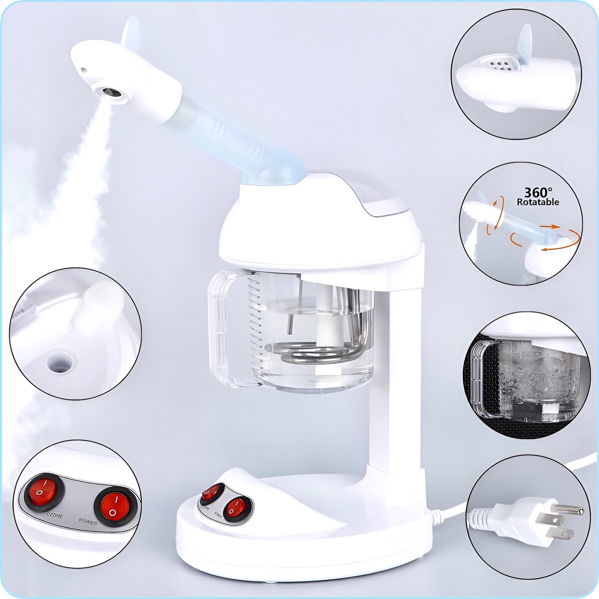 دستگاه بخور رومیزی STEAM BEAUTY مدل DT-3338 بخور DT-3338، دستگاه بخور STEAM BEAUTY، بخور گرم صورت، دستگاه بخور خانگی، دستگاه فیشال بخور، facial steamer، بخور رومیزی پاکسازی