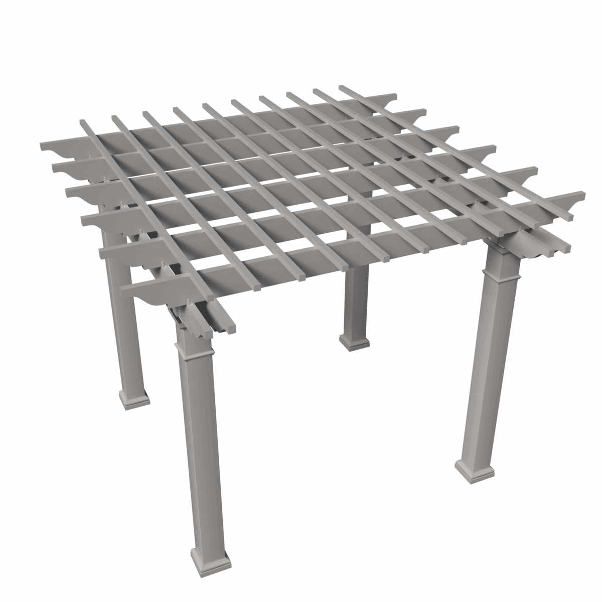 Williamsburg freestanding fiberglass pergola rendering - top right angle
