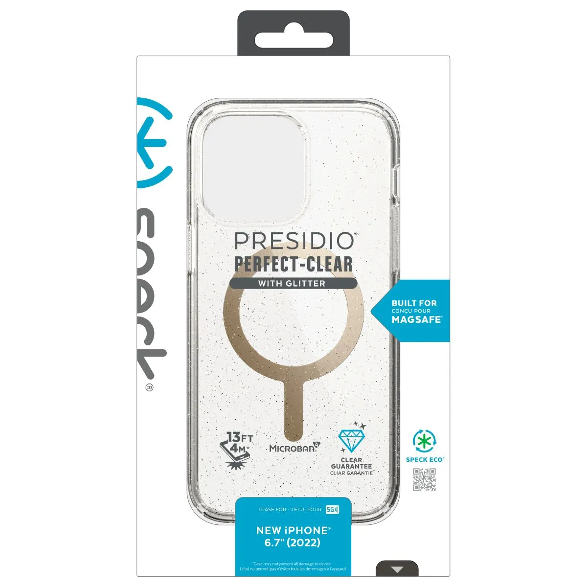 Протектор Speck за iPhone 14 Plus Presidio Perfect-Clear Glitter + MagSafe