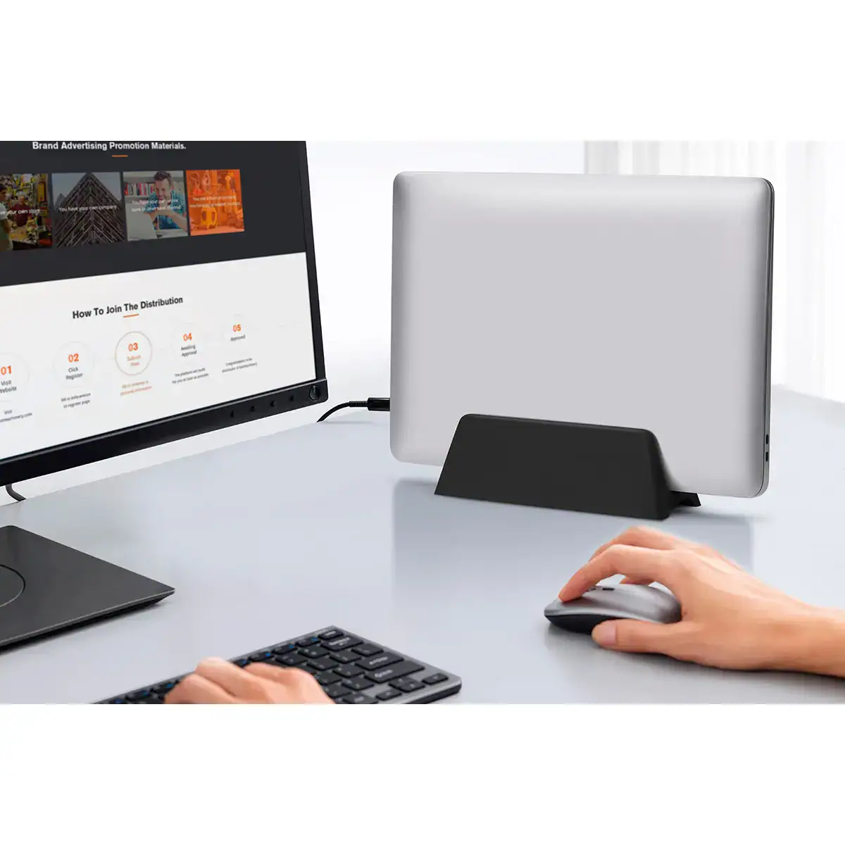 Вертикална стойка за лаптоп Xmart - CYK H-Stand, Черна - 4