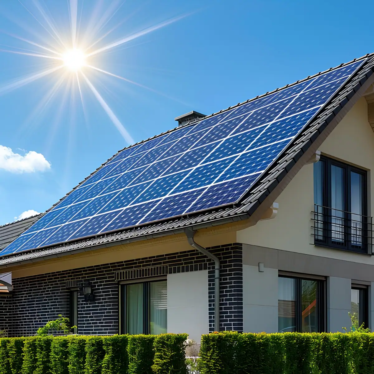 Solar panel on a residential home roof