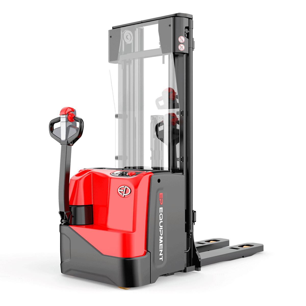 Montacargas eléctrico hombre parado