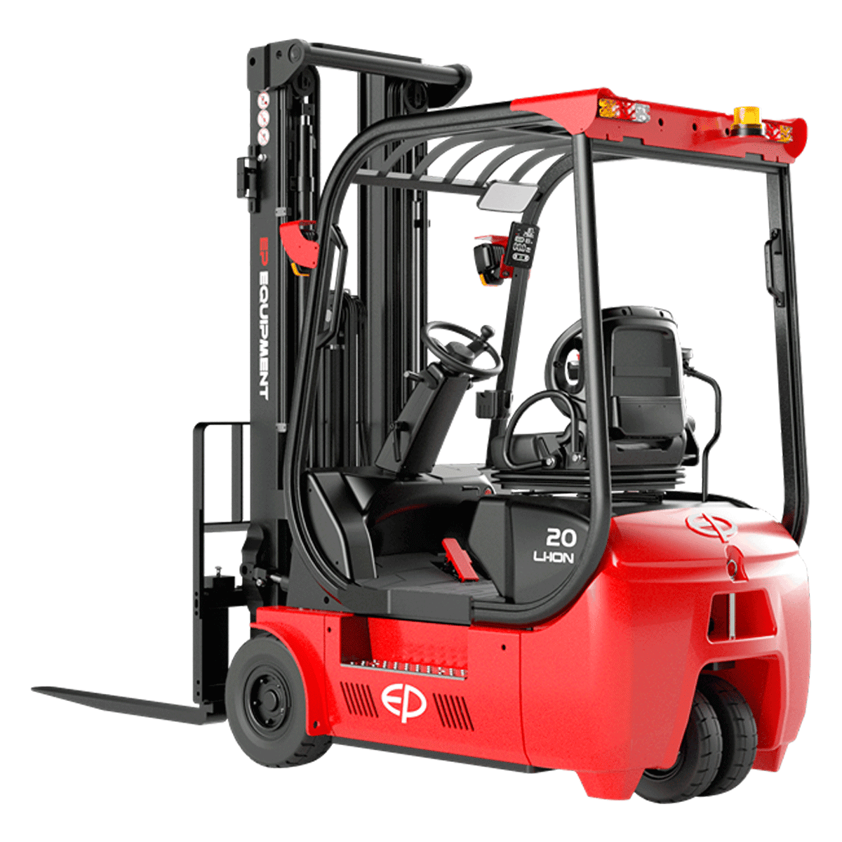 montacargas eléctrico hombre sentado