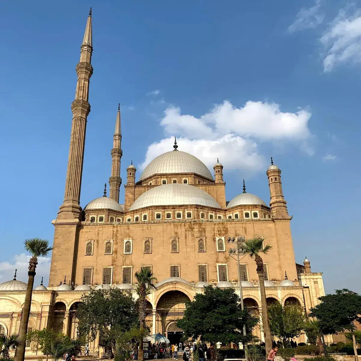 Large Ottoman-style mosque exterior inside Cairo Citadel