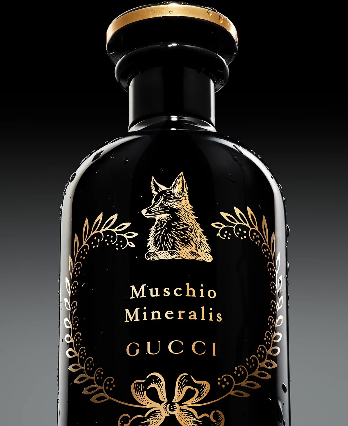 Gucci The Alchemist’s Garden Muschio Mineralis Eau de Parfum 2025 black bottle with fox design