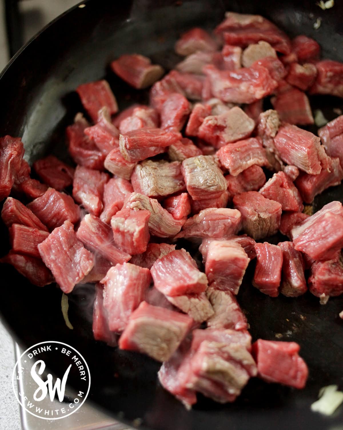 searing the beef