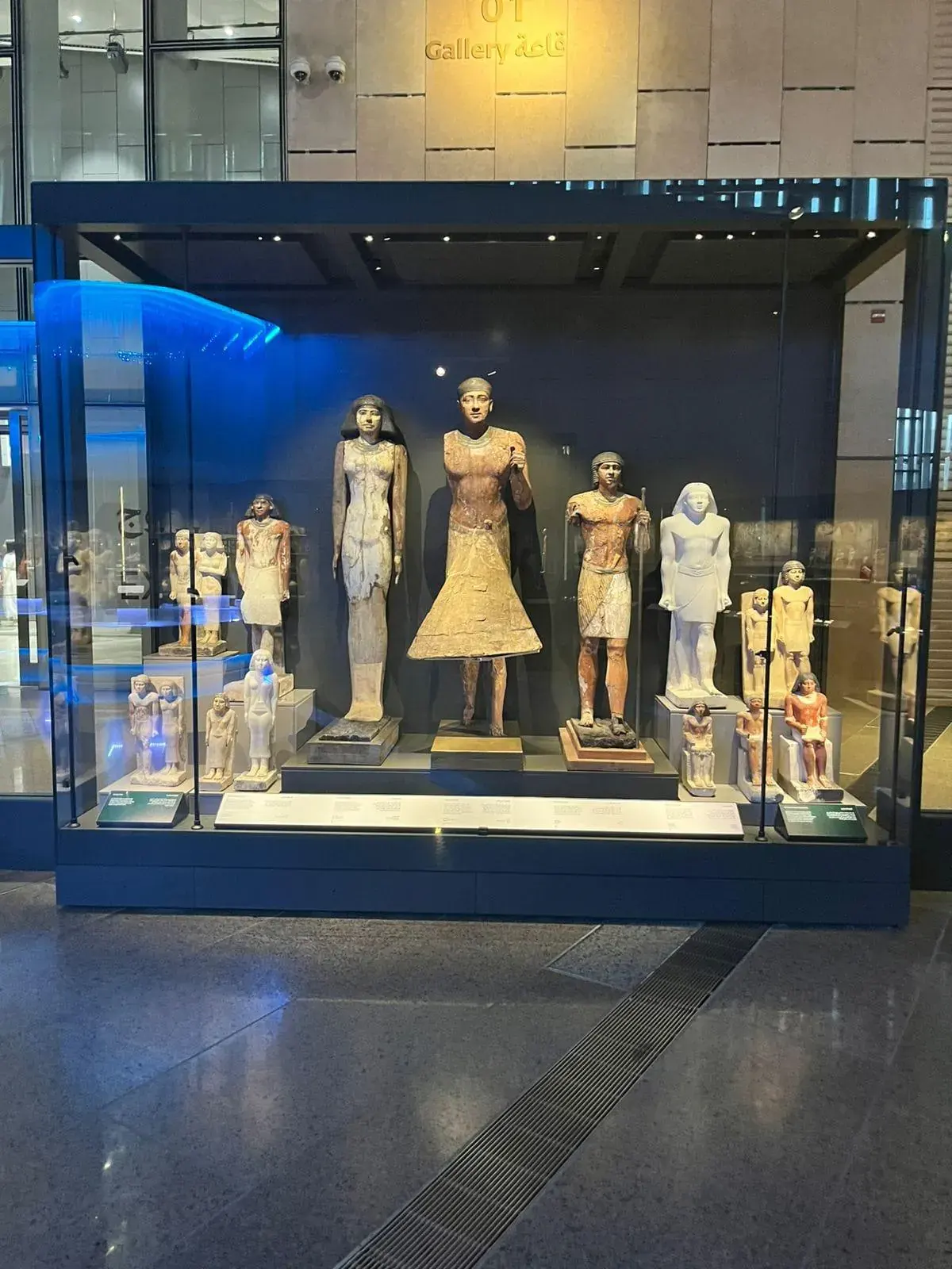Ancient Egyptian statues displayed inside GEM