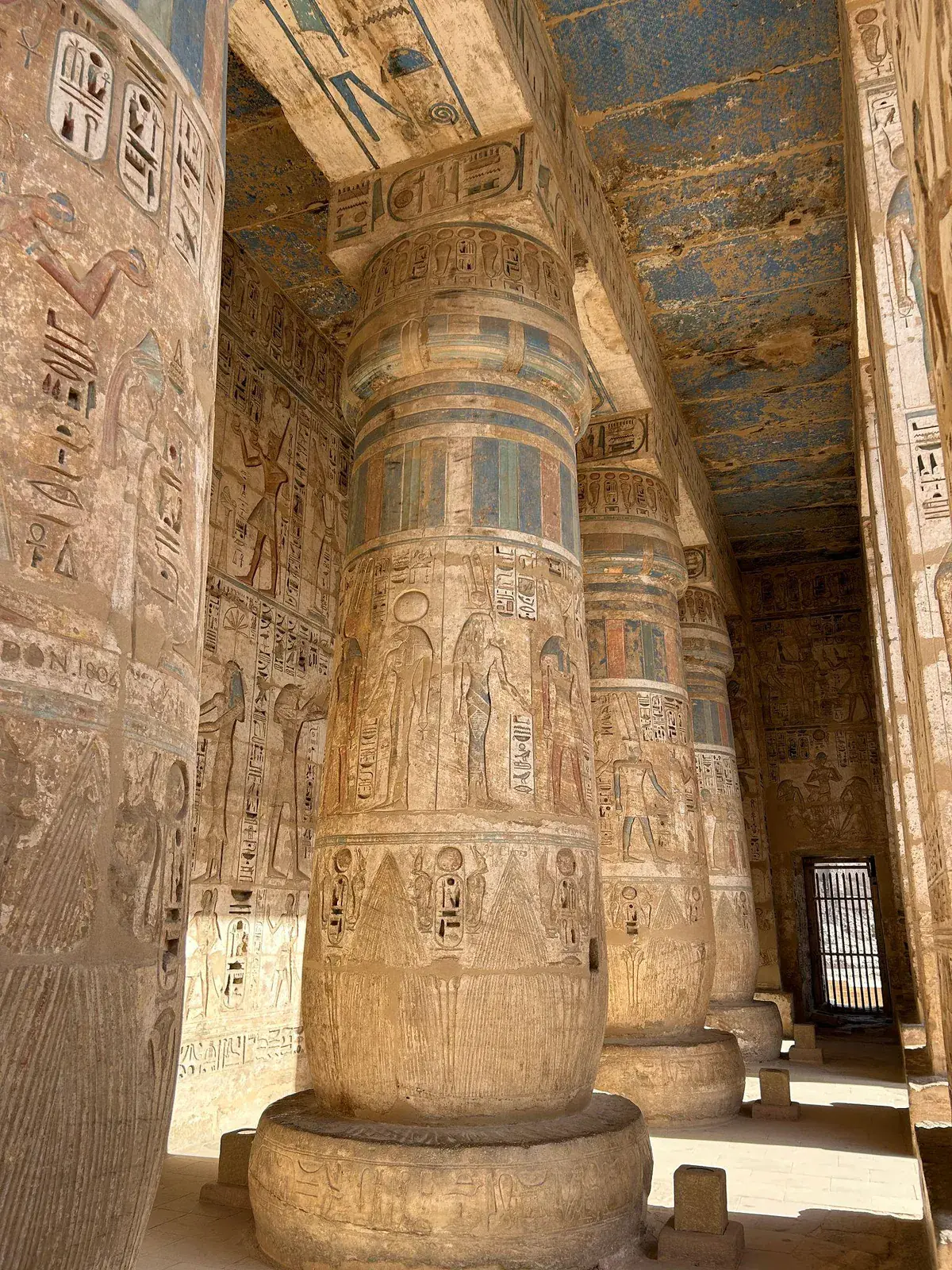 Inner gateway and decorated walls at Medinet Habu in Luxor