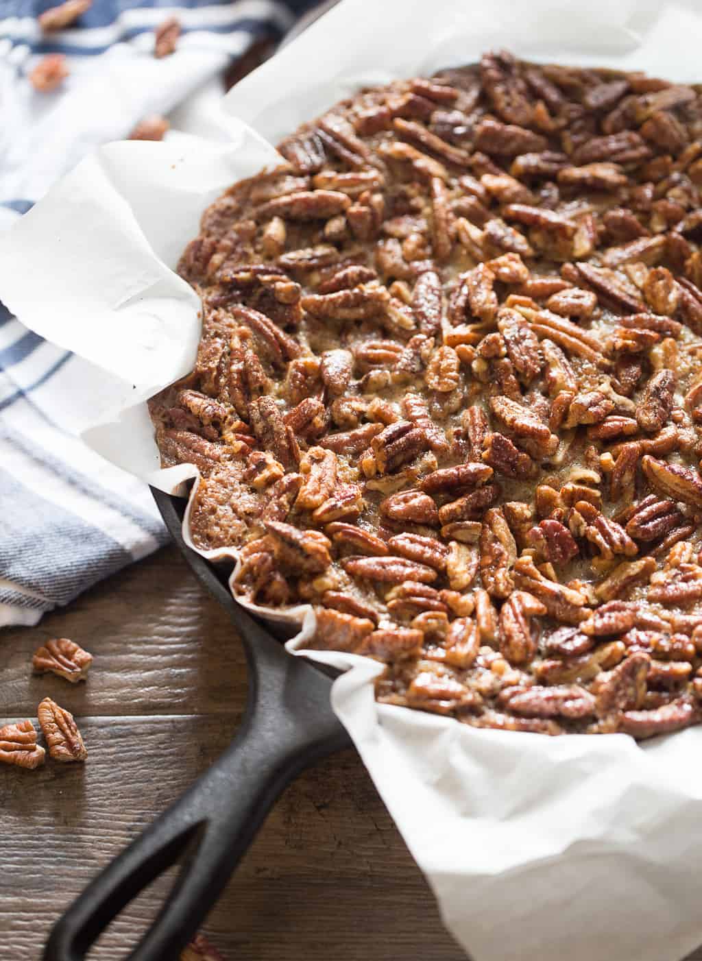 Bourbon Pecan Pie Blondie fresh from the oven