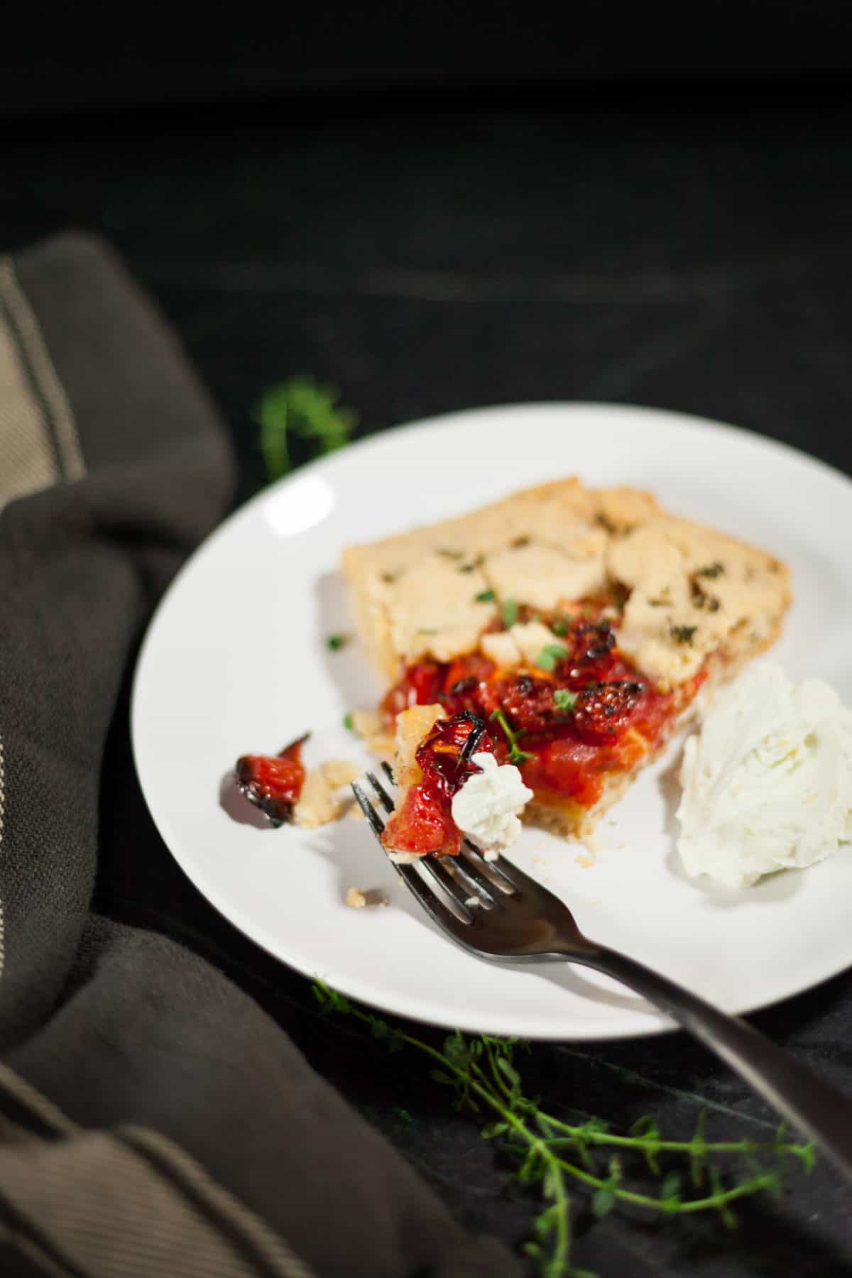 Roasted Tomato Galette with Blue Cheese Whipped Cream