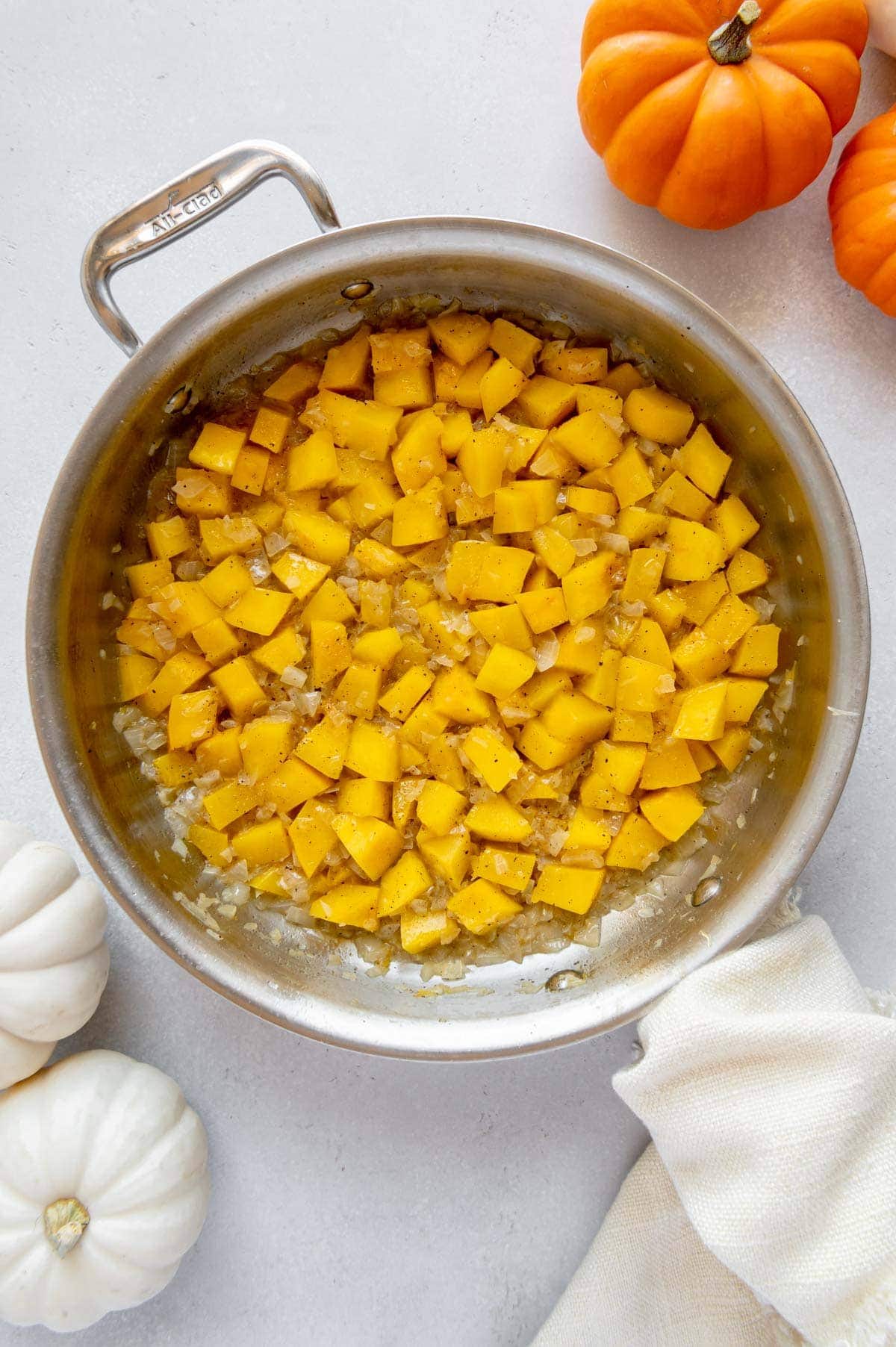 Pumpkin with onions and spices fully cooked.
