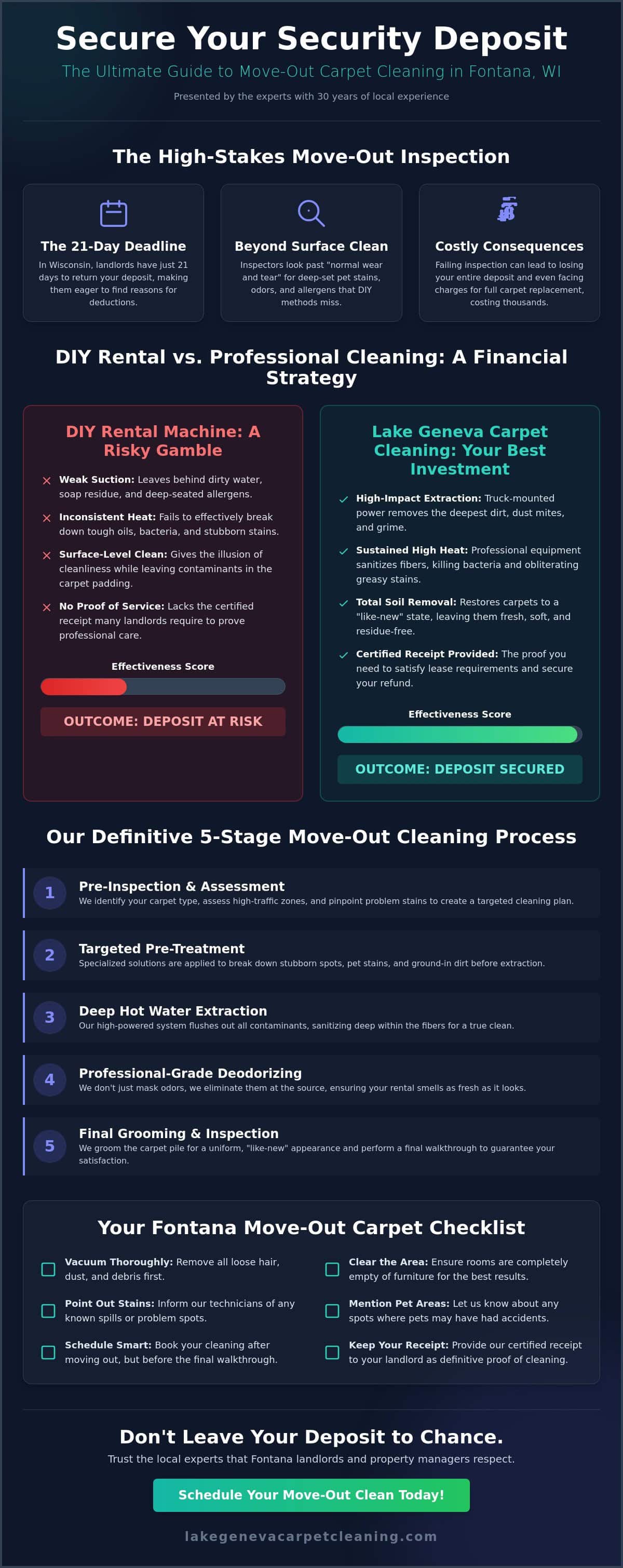 Move Out Carpet Cleaning Fontana WI: The Ultimate Security Deposit Checklist